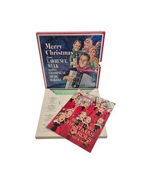 Merry Christmas Lawrence Welk Champagne Music Makers 4 Vinyl Record Boxed Set